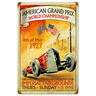 #ad VINTAGE STYLE METAL SIGN American Grand Prix 16 X 24 $75.50
