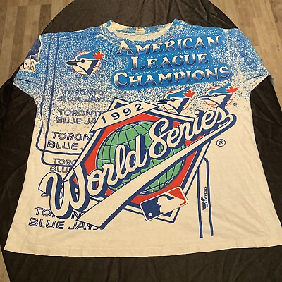 #ad Vintage Ravens Sport XL Blue Jays 1992 World Series All Over Print T Shirt C $150.00