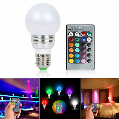 #ad 16 Color Changing Magic Light E27 3W RGB LED Lamp Bulb Wireless Remote Control $7.99