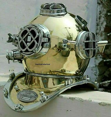 #ad Brass Antique 18quot; Inch Diving Helmet US Navy Mark IV Divers Helmet Reproduction $222.09