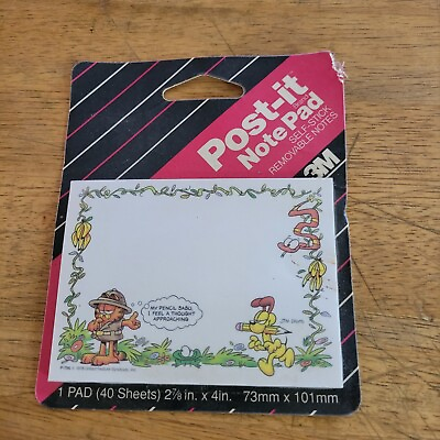 #ad New Vintage 1990 Garfield Odie 3M Post It Notes Sticky NotePad Jim Davis 40 $8.99