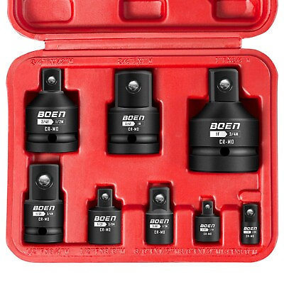 #ad 8 Piece Impact Socket Adapter and Reducer Set 1 4quot; 3 8quot; 1 2quot; 3 4quot; Drive Socket $32.52