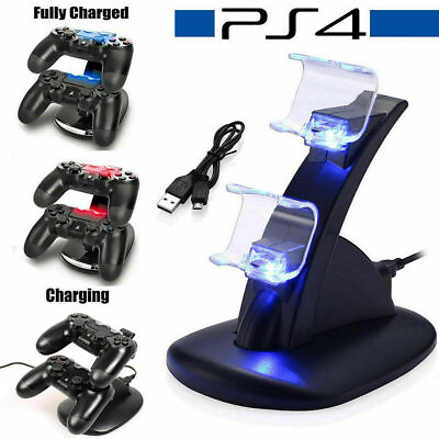 #ad Dual Controller LED Charger Dock Station USB Fast Charging For PlayStation 4 PS4 $7.88