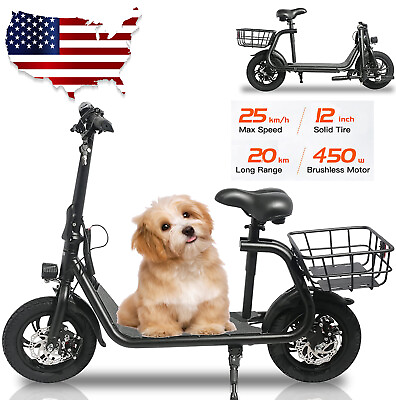 #ad Portable Sports Electric Scooter 36V 450W Folding E bike W Seat Carry Basket US $338.99