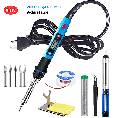 #ad Electronics Soldering Iron Kit 80W LCD Adjustable Welding Tools w ON Off Switch $21.50
