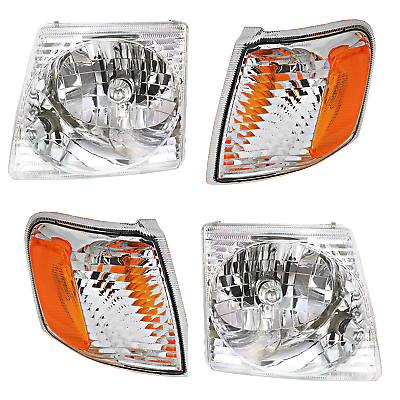 #ad Headlights Head Lamps and Corner Lights Kit For 2001 05 Ford Explorer Sport Trac $133.73