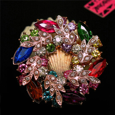 #ad New Colorful Rhinestone Flower Gorgeous Crystal Fashion Women Charm Brooch Pin $3.86