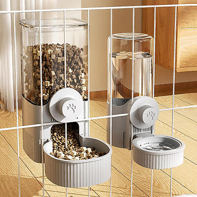 #ad Dog Cat Feeder Automatic Dispenser Pet Dry Food Water Bowl Dish Stand Feeder $13.49
