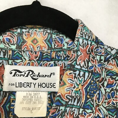 #ad TORI RICHARD Vintage Mens Hawaiian Shirt Size Large Liberty House Green Made USA $99.99