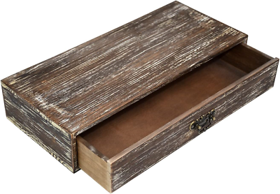 #ad Office Desk Organizer with Drawers Dark Brown Vintage Wood Desktop Storage Box $27.29