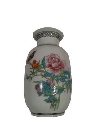 #ad Signed chinese antique porcelain Hand Painted Vase. Birds And Flowers. $25.99