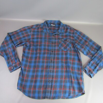 #ad Columbia Sportswear Flannel Shirt Men#x27;s Size L Blue Plaid Tartan Large $9.59