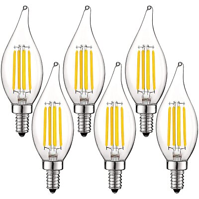 #ad Luxrite Candle LED Bulb 550 Lumens 3500K 5W Dimmable UL E12 Flame Tip 6 Pack $29.95