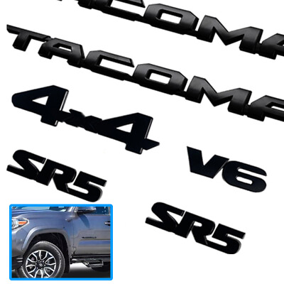 #ad 3D Black Actual Emblem For Tacoma SR5 V6 4x4 2016 2023 Set Of 6 Door Rear Badges $37.99
