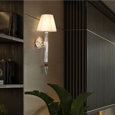 #ad Modern Wall Lamp Crystal Mirror Front Light Bedroom Makeup Wall Lighting $181.77