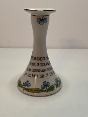#ad Antique Victoria Austria Porcelain Candlestick with Poem Nice Condition $19.99