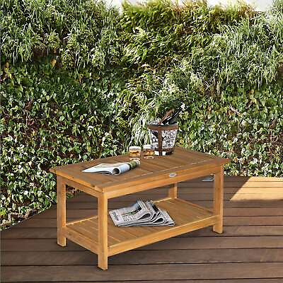 #ad Backyard amp; Deck Wooden Tea Table w Simply Elegant Design amp; Two Storage Surfaces $104.99