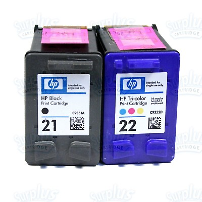 #ad 2 Genuine HP 21 22 Black Color Ink J3640 J3680 D1320 D1360 F335 F2110 F380 F350 $16.99