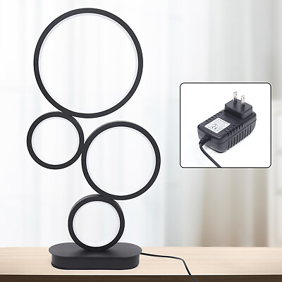 #ad Modern 4 Circle Dimmable Led Desk Lamp Desk Light Table Lamp Bedroom Night Light $41.80