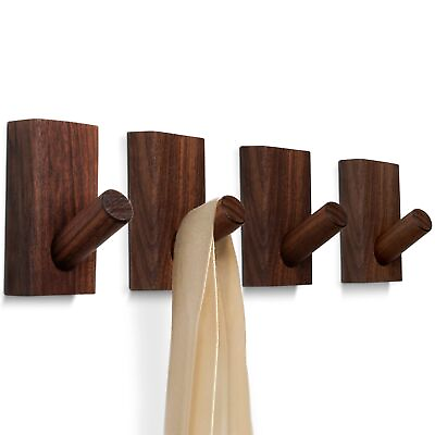 #ad 4 Pack Wood Wall Hooks for Hanging Decorative Mounted Hooks For Towel Heavy... $34.32