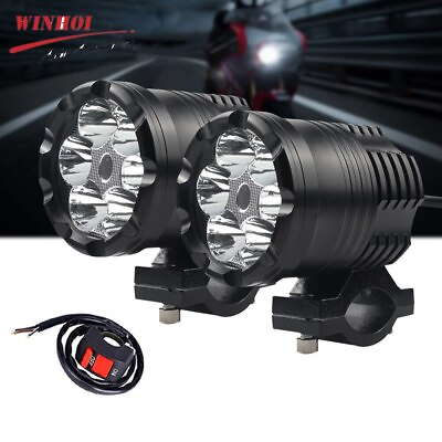 #ad 2PCS 60W Additional Led Headlights for Motorcycle Universal Moto Spotlight LED $39.82