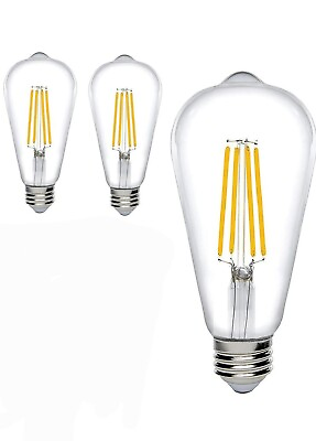 #ad LED 92 CRI Dimmable Edison Light Bulbs 800 Lumen Warm White 2700K 60W 3 Count $14.99