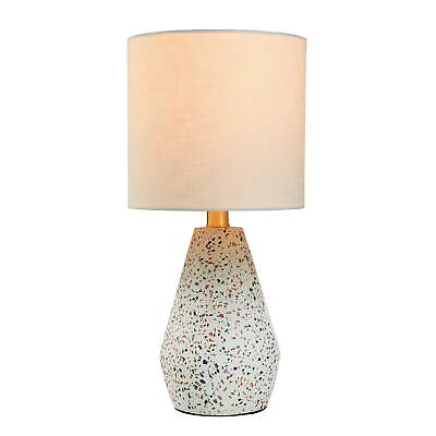 #ad Terrazzo Table Lamp White Drum Shade 16.75quot; Bedroom Bedside Living Room Modern $29.98