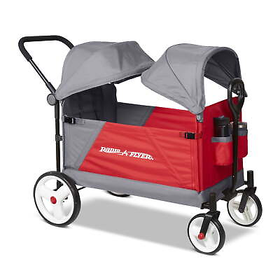 #ad Discovery Stroll #x27;N Wagon with Canopies Folding Wagon Gray and Red $223.60