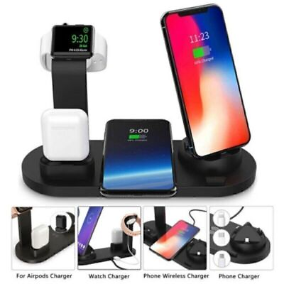 #ad 4 In 1 Wireless Charger Charging Dock For Apple Watch iPhone 11 Pro Max $21.83