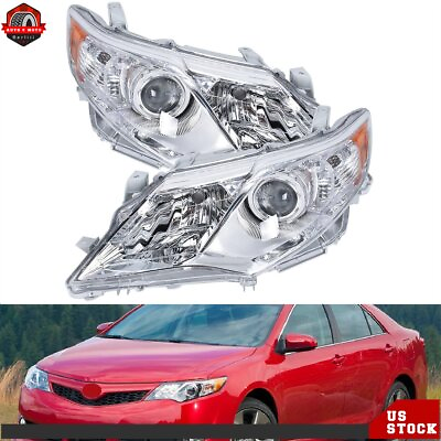 #ad Headlights Headlamps Silver LHRH Pair Assembly For 2012 2013 14 Toyota Camry $75.03