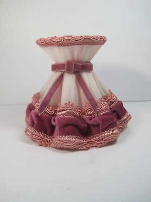 #ad Lovely Romantic Vintage Lampshade Pink Pleated Fabric 5.5 quot; H $25.90