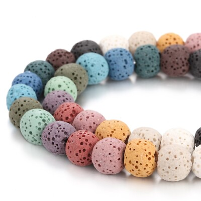 #ad Multi Color Natural Lava Round Beads Size 6mm 8mm 10mm 15.5#x27;#x27; per Strand $7.49