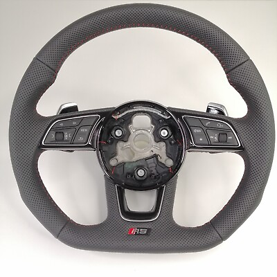 #ad AUDI RS4 RS5 B9 8W LEATHER STEERING WHEEL A4 S4 A5 S5 RED STITCHING NEW $870.00