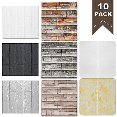 #ad 10PCS 3D Ceramic Tile Sticker 13×15quot; Self Adhesive Foam Panels Stone Wallpaper $15.95