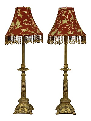 #ad #ad LF52453EC: Pair Gold Gilt Decorator Table Lamps $495.00