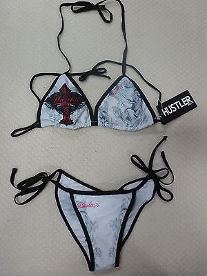 #ad #ad Hustler Women#x27;s Swimwear Bikini Top amp; Bottom quot;Point Dumequot;White.Petite.No Returns $32.00