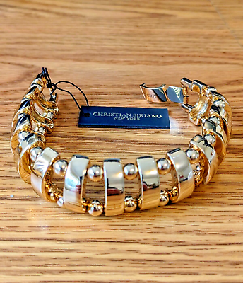 #ad Christian Siriano Bracelet NEW Gold Chunky Wide 8 inch Long 1 inch Wide Classy $15.95
