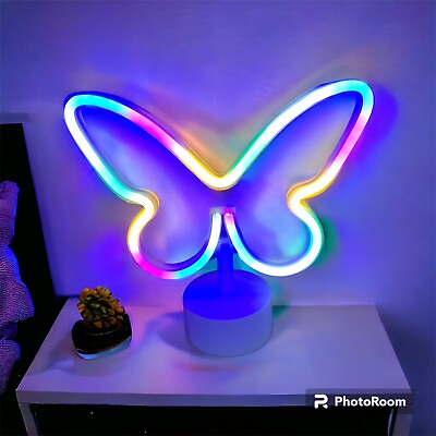#ad LED Neon Butterfly Light Battery Powered $20.00