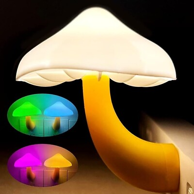 #ad Mushroom Sensor LED Night Light Plug in 7 Color Changing Magic Mushroom Lamp $7.49