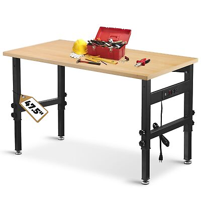 #ad 47.5quot; Adjustable Work Bench Garage Workbench with Power Outlets 2200 Lbs Cap... $217.27