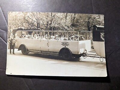 #ad Mint Germany RPPC Postcard Bus Tram Automobile R and V Social Trips Hamburg $150.00