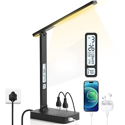 #ad LED Desk Lamp with 2 USB Charging Ports amp; 2 AC Power Outlets Desk Lamps for H... $27.03