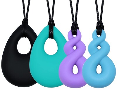 #ad 4 Pcs Chew Necklace Sensory for Kids Autism or Oral Motor Special Needs BPA Free $13.89