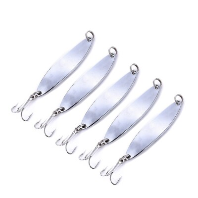#ad 5pcs Trolling Metal Lure HENGJIA Spoon Fishing Bass Hook Blade Bait 5cm 7.1g $5.51