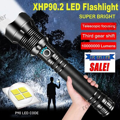 #ad 9000000 Lumens Super Bright LED Tactical Flashlight Torch Rechargeable Worklight $22.79