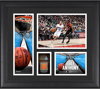 #ad Cole Anthony Orlando Magic FRMD 15quot; x 17quot; Collage with a Piece of Team Used Ball $79.99
