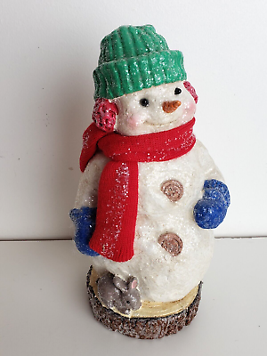 #ad Hallmark Christmas Frosty Snowman Cute Winter Decor Glitter Woodland Statue VGC $19.99