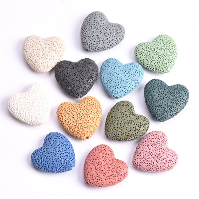 #ad 5pcs 20mm 26mm Heart Natural Volcano Lava Stone Loose Craft Beads Jewelry DIY $3.35