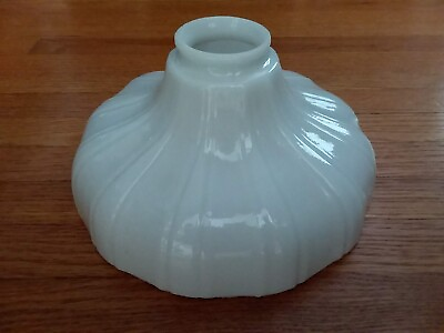 #ad Vintage Industrial RIBBED amp; SCALLOPED Milk Glass Lamp Shade 8quot; Diameter $39.00