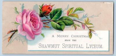 #ad A MERRY CHRISTMAS FROM THE SHAWMUT SPIRITUAL LYCEUM*PINK FLOWERS*VICTORIAN CARD2 $16.95